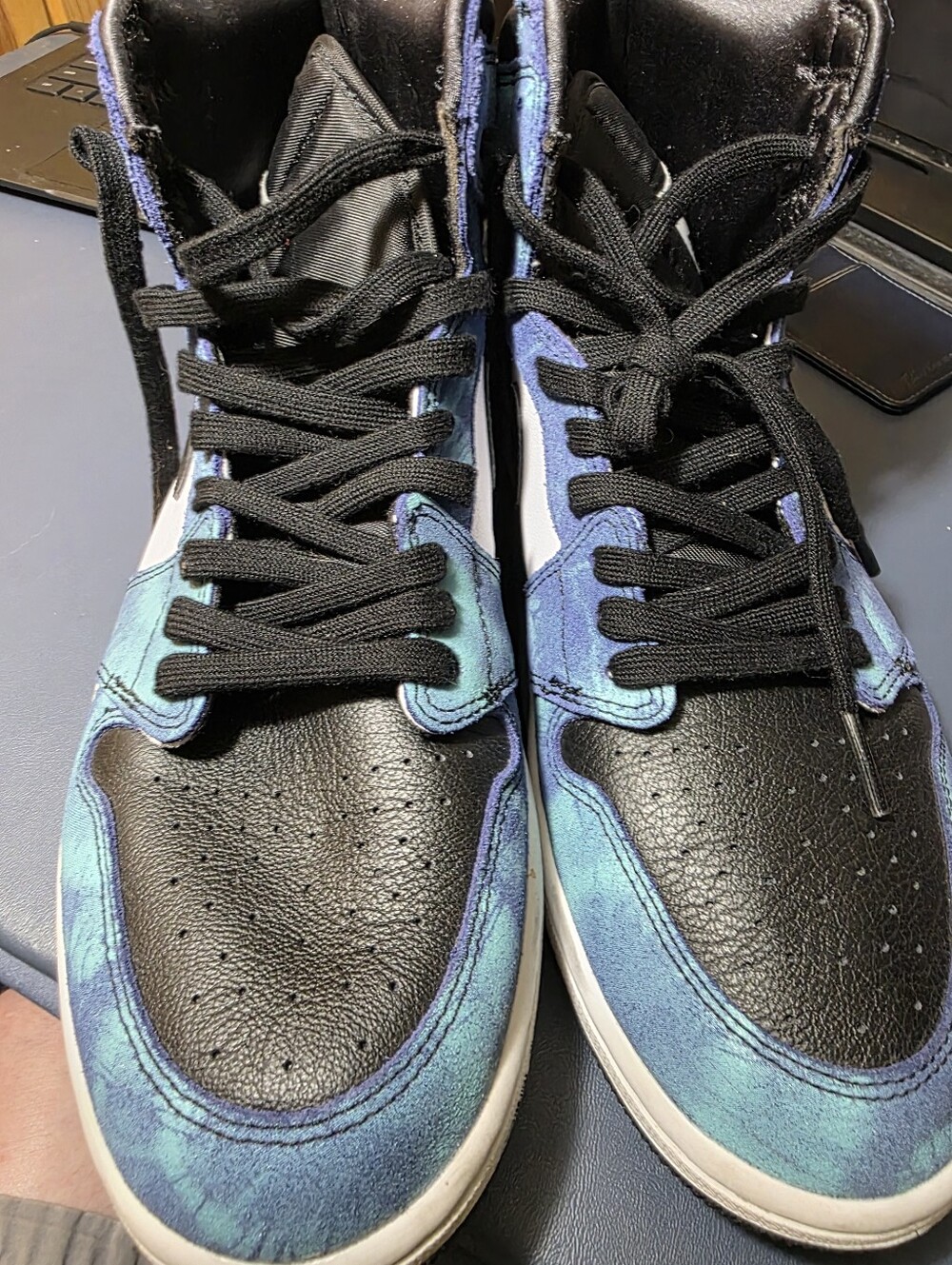 Jordan 1 High Black & Teal Tie-Dye High-Top Sneakers Size 10.5m/12w